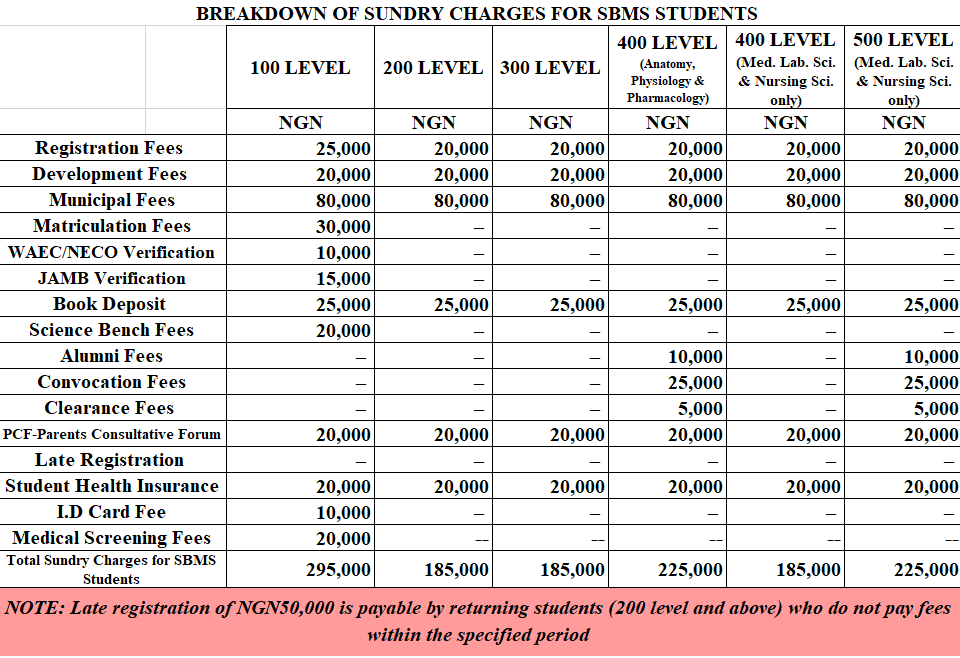 Nursing fee structure